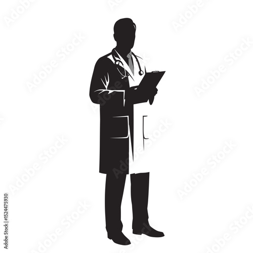 Man Doctor Silhouette. Vector illustration