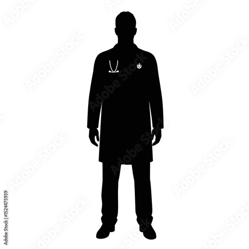 Man Doctor Silhouette. Vector illustration