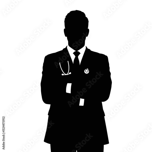 Man Doctor Silhouette. Vector illustration