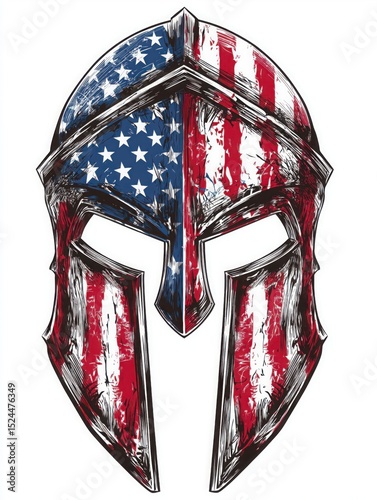 Spartan Helmet Patriotism: American Flag Art & Military Symbol