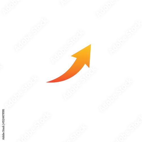 Vibrant orange gradient arrow pointing upwards symbolizes growth and progress, set against transparent background. design is simple yet impactful, conveying sense of upward movement and success
