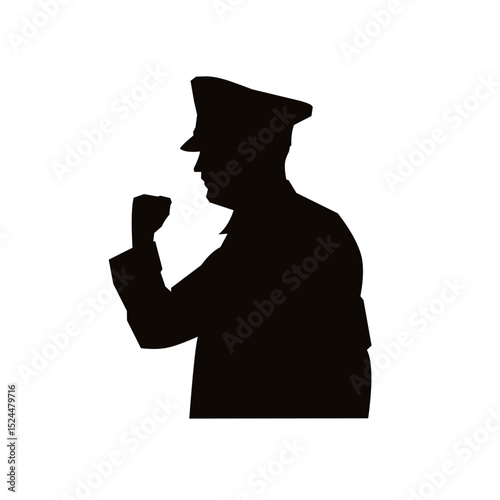 The leader of army Officer Saluting Silhouette Vector Illustration