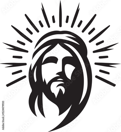 sketch vector illustration silhouette design icon logo symbol classic vintage closeup savior embracing for man
