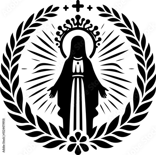 sketch vector illustration silhouette design icon logo symbol classic vintage holy virgin mother