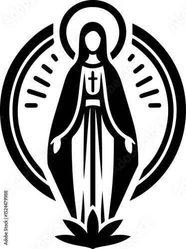 sketch vector illustration silhouette design icon logo symbol classic vintage holy virgin mother