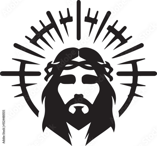 sketch vector illustration silhouette design icon logo symbol classic vintage closeup savior embracing for man