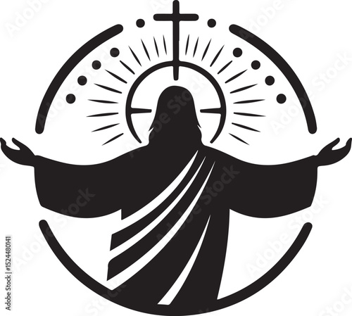 sketch vector illustration silhouette design icon logo symbol classic vintage closeup savior embracing for man