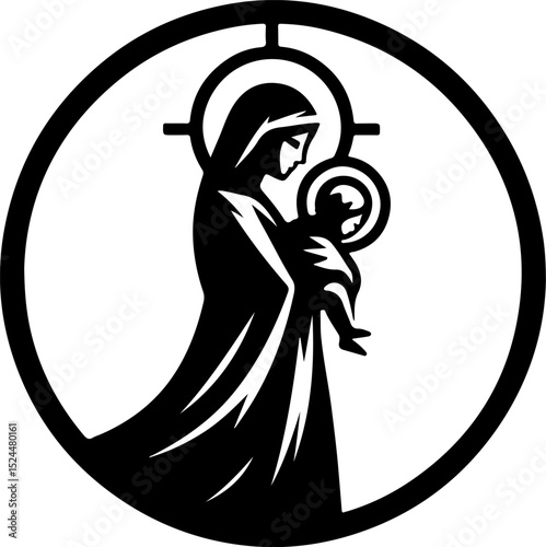 sketch vector illustration silhouette design icon logo symbol classic vintage holy virgin mother