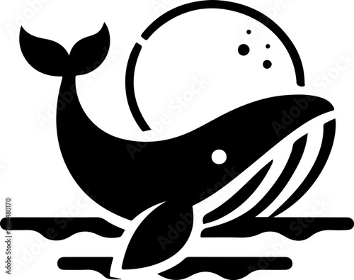 sketch vector illustration silhouette design icon logo symbol abstract modern sea animal whale as mascot power