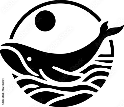 sketch vector illustration silhouette design icon logo symbol abstract modern sea animal whale as mascot power