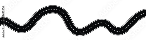 Curved road winding in isolation against a transparent background. Aerial view of a winding road. Vector illustration.

