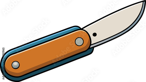 Pocket Knife with Flame – Survival Tool Illustration

