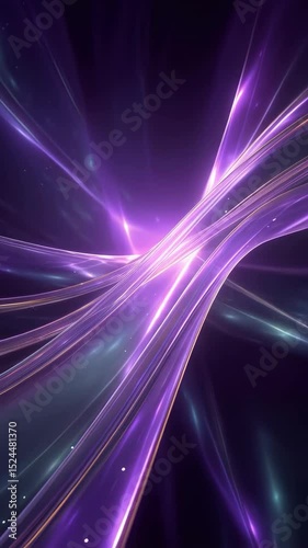 Elegant light streaks of purple and lavender create a futuristic, ethereal and immersive abstract design, glowing in the dark backdrop, creating a sense of energy.