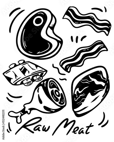 Raw meat illustration is a pack illustration that you can using for your beautiful brand or every design.