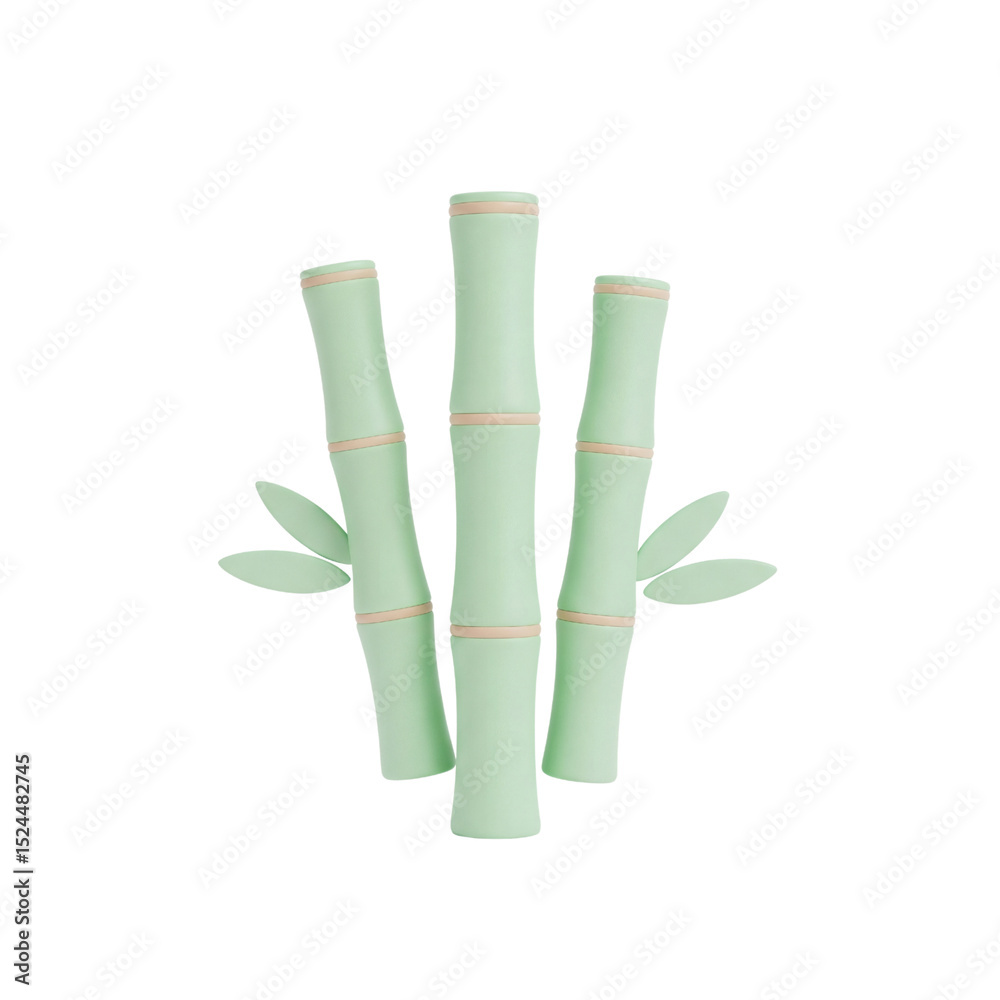 Fototapeta premium 3D green bamboo stalks with small leaves