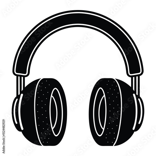 High-tech headphones with noise-cancellation features Silhouette Vector Illustration on White Background 