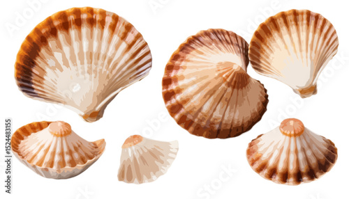 Scallops shell isolated on transparent background 