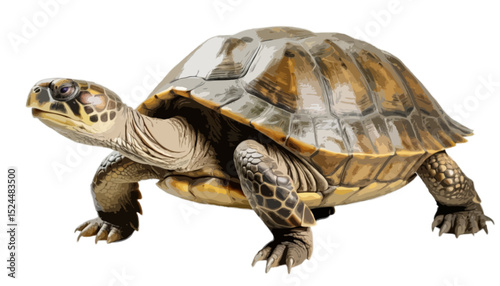 Big turtle isolated on transparent background 