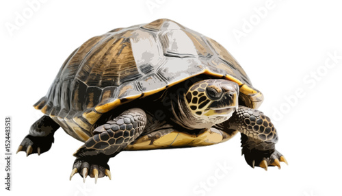 Big turtle isolated on transparent background 