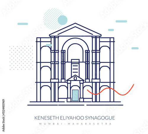 Mumbai’s vintage Keneseth Eliyahoo Synagogue - Stock Illustration