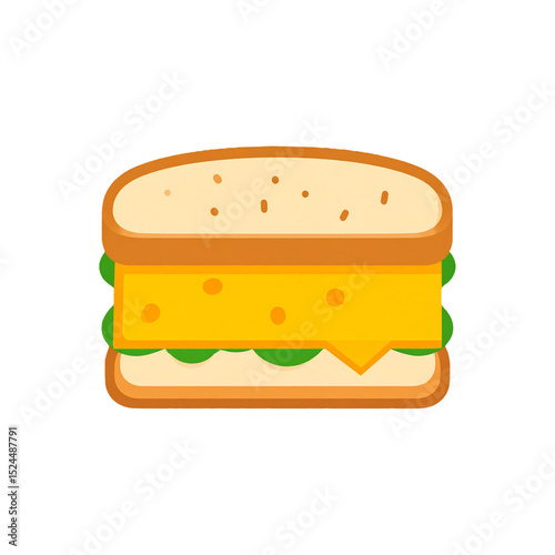 Cartoon Cheese Sandwich Iso...