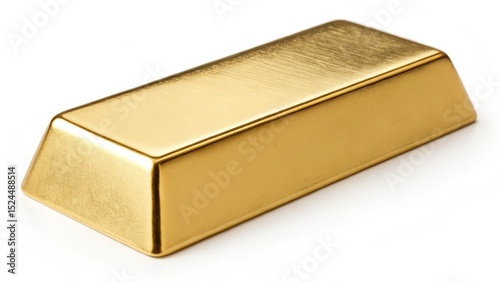 Shiny gold bar on white background — a symbol of wealth, luxury, and investment. Ideal for finance, banking, and economic content
