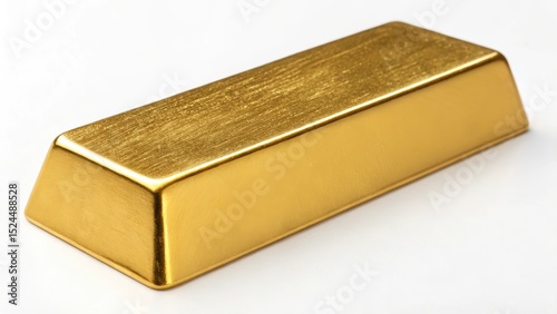 Shiny gold bar on white background — a symbol of wealth, luxury, and investment. Ideal for finance, banking, and economic content