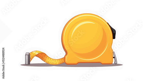 Vibrant yellow measuring tape on white background, precision tools