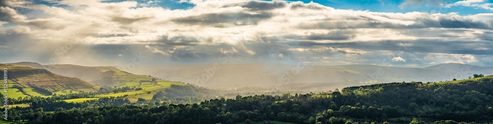 Fototapeta premium Aerial panorama of Hope Valley in Peak District. England