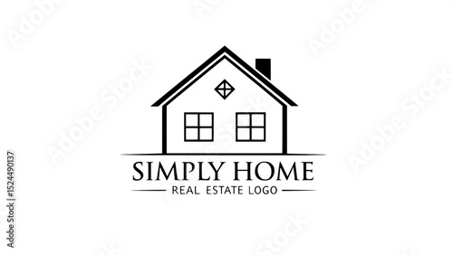 A minimalist logo with one central geometric house, flanked by two faint outlines of smaller houses. The main house has a black outline and a single square window divided into four panes. The words “S