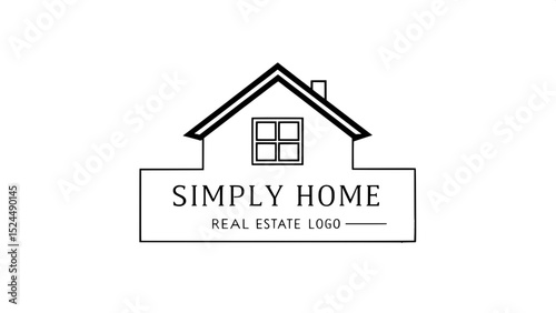A minimalist logo with one central geometric house, flanked by two faint outlines of smaller houses. The main house has a black outline and a single square window divided into four panes. The words “S