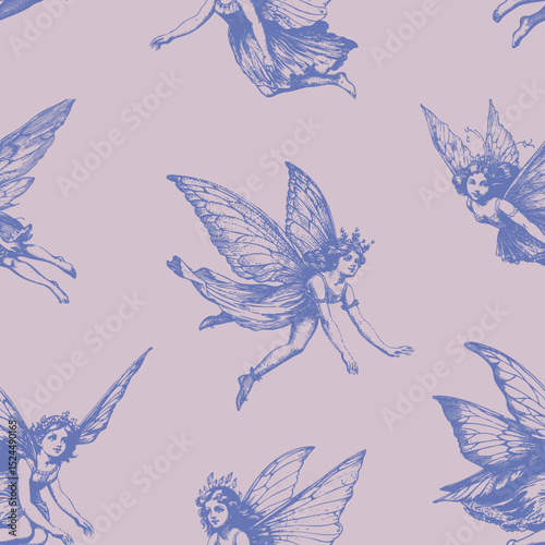 Vintage Lilac Fairies - Seamless Pattern Design