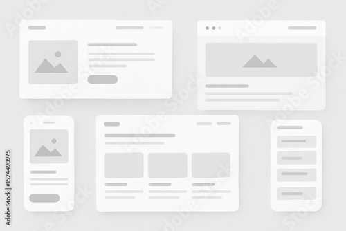 Minimal Web UI Wireframe Templates for Website and Mobile App Design