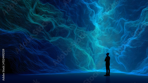 A human head silhouette composed entirely of binary digits glows on a black background, symbolizing artificial intelligence, digital identity, and data consciousness.