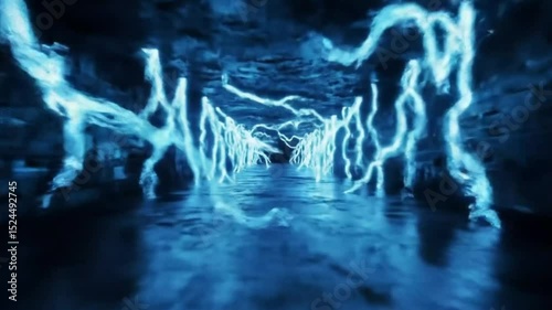Wallpaper Mural Seamless looping lightning tunnel corridor.  Generative AI. Torontodigital.ca