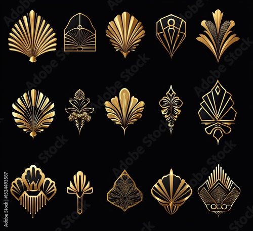 Gold and black Art Deco style decorative elements