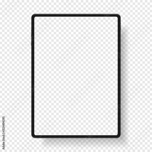 3D Tablet frame less blank screen. Empty screen device tablet mockup element. Can be used for mobile app, UI UX, business presentations. High quality EPS10 ultra realistic tablet with editable screen
