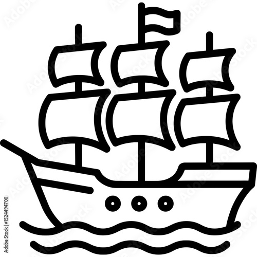 Minimalist sailing ship icon design