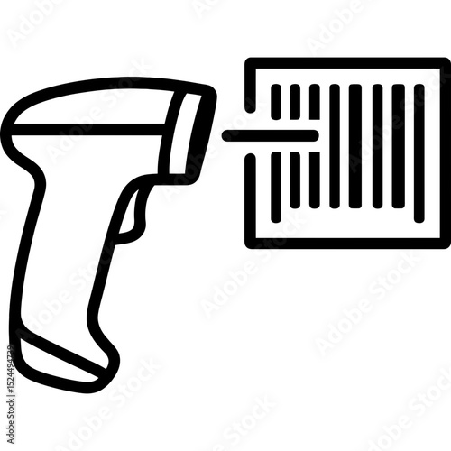 Barcode scanner icon with laser beam