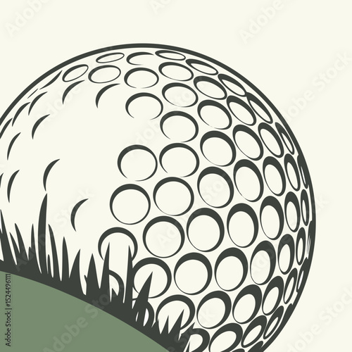 Golf ball in grass abstract design element