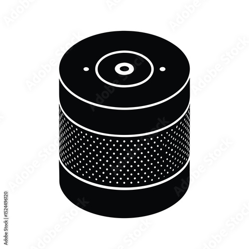 A futuristic smart home assistant device Silhouette Vector Illustration on White Background