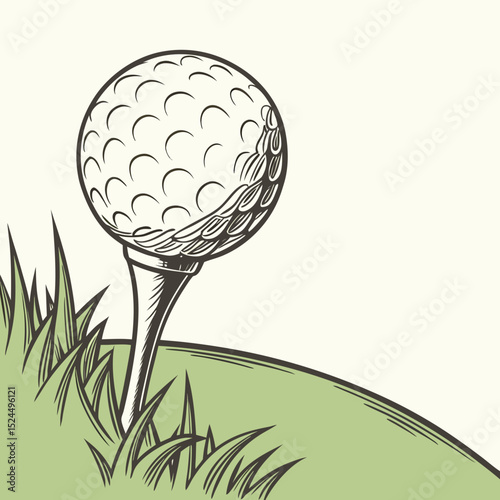 Golf ball on tee in green grass fairway