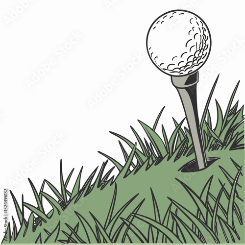 Golf ball on tee in green grass