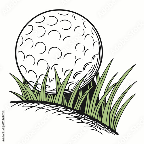 Golf ball resting in green grass fairway