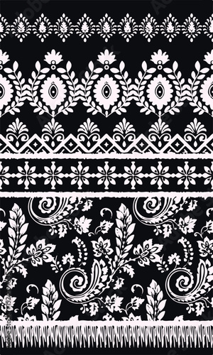 Motifs Ikat floral paisley embroidery on white background.geometric ethnic oriental pattern traditional.Aztec style abstract vector illustration.design for texture,fabric,clothing,wrapping,decoration