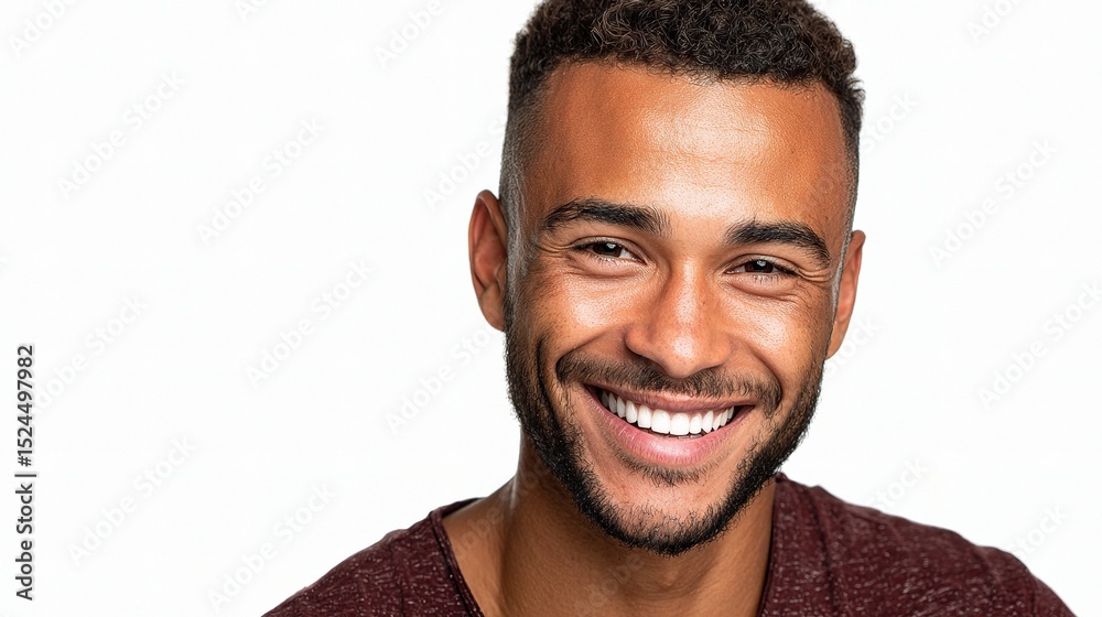 Obraz premium Headshot of Handsome Young Mixed Race Man with Bright Smile