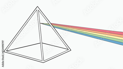 Prism dispersing light into a rainbow spectrum illustration