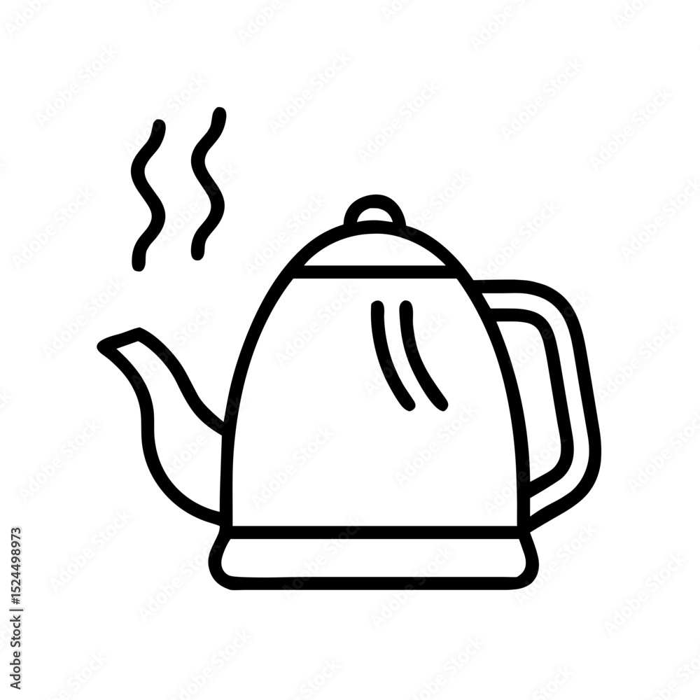 Obraz premium Line art kettle with steam rising in a minimalist style 
