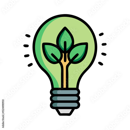 Eco-friendly light bulb with leaves representing sustainability