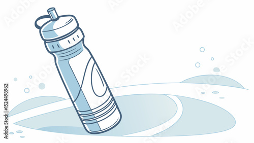 Illustrated Cycling Water Bottle with Cap and Straw